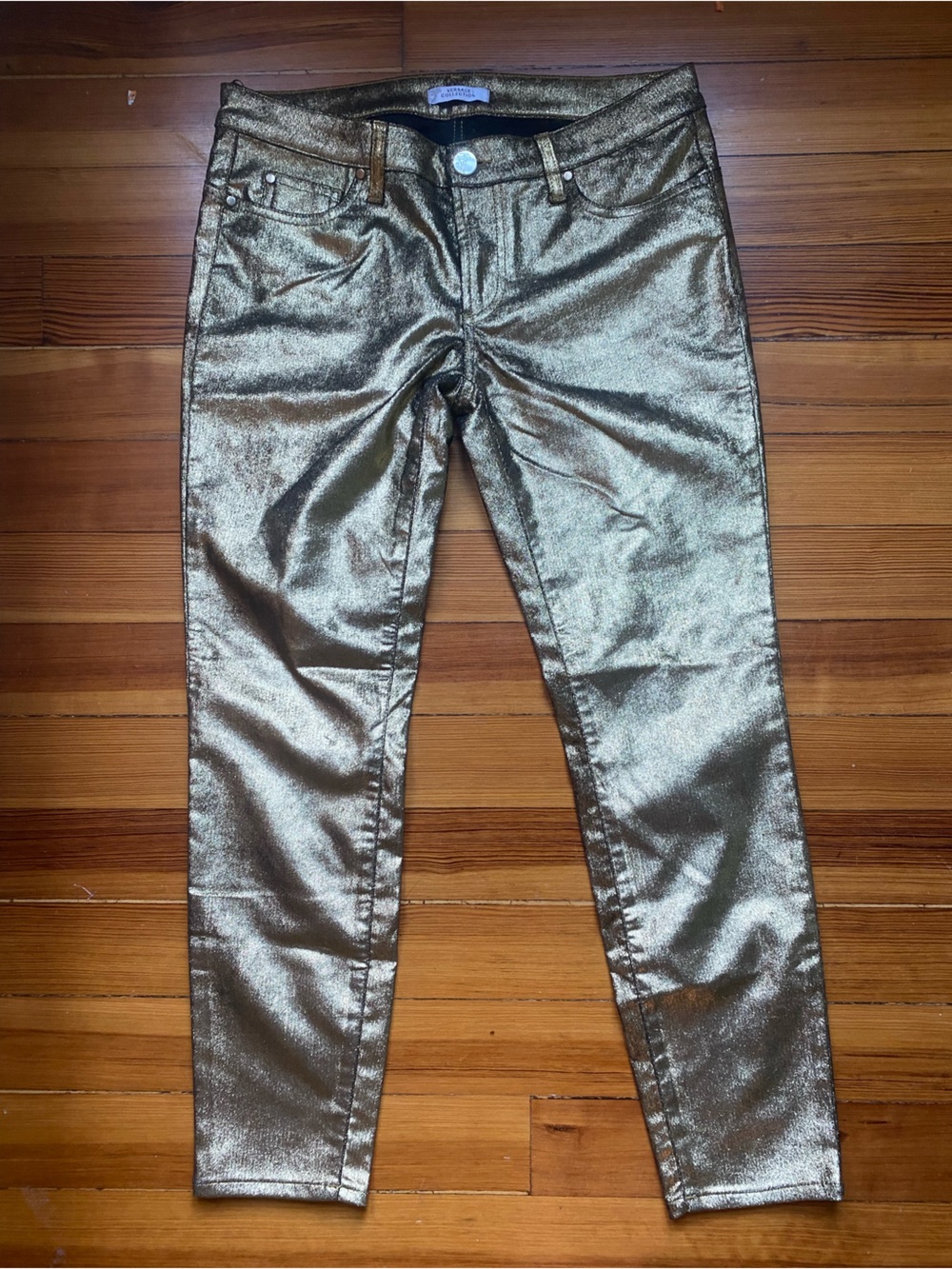 New Versace Collection Metallic Gold pants Jeans